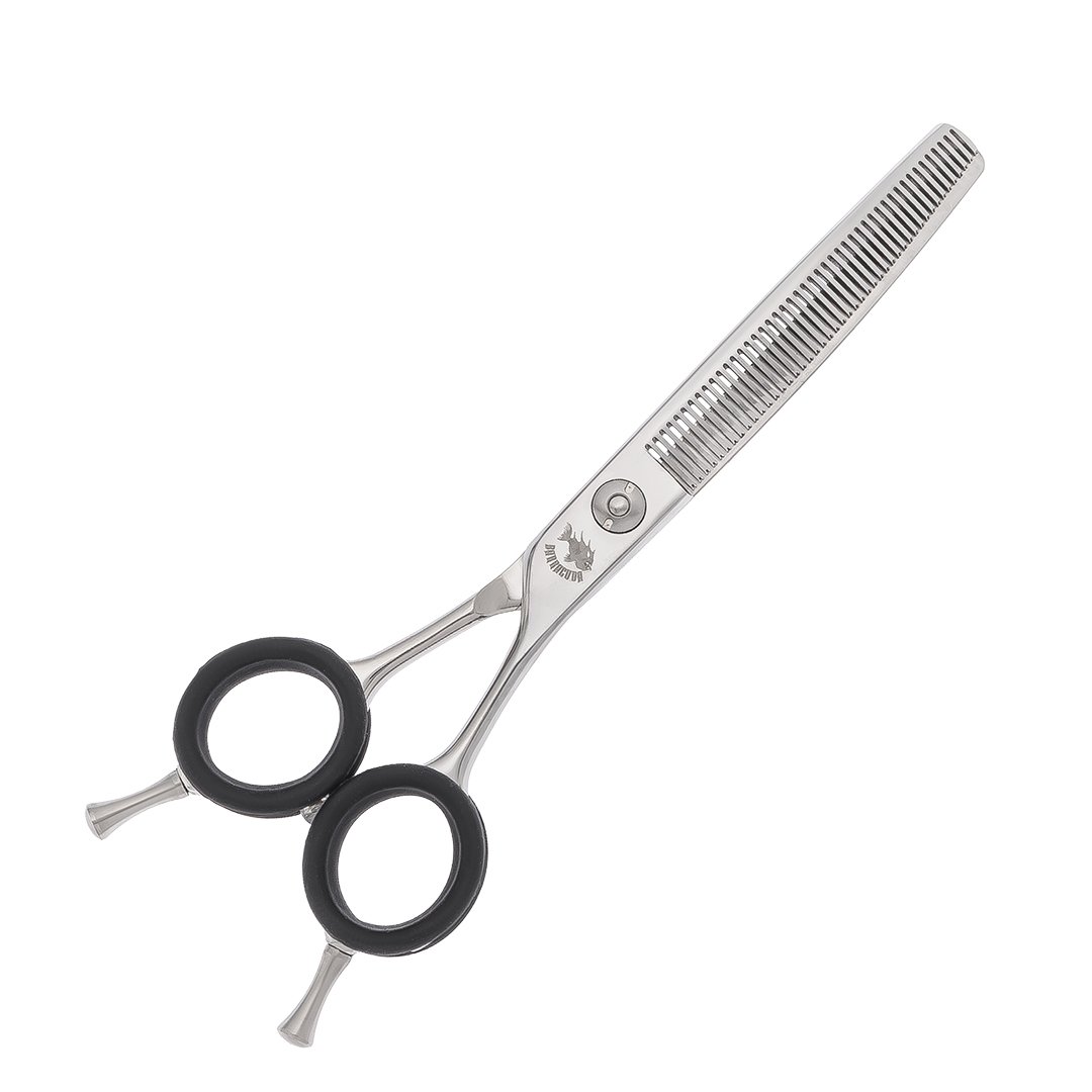 Curved thinning outlet shears