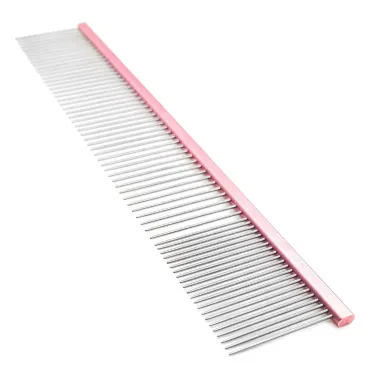 Pettine in metallo per animali domestici Groom Soul Pink Series, lunghezza 24,5 cm