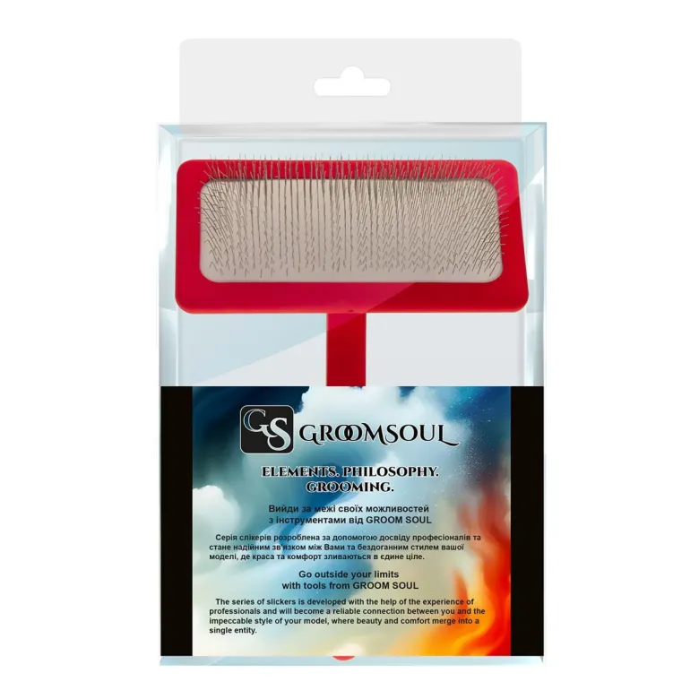Мала м'яка пуходерка з середніми зубцями Groom Soul Natural Red\Black — Фото 14