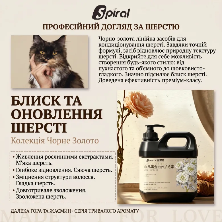 Професійний поживний кондиціонер-концентрат для собак і котів Spiral Extraordinary Black Gold 1x75 — Фото 10